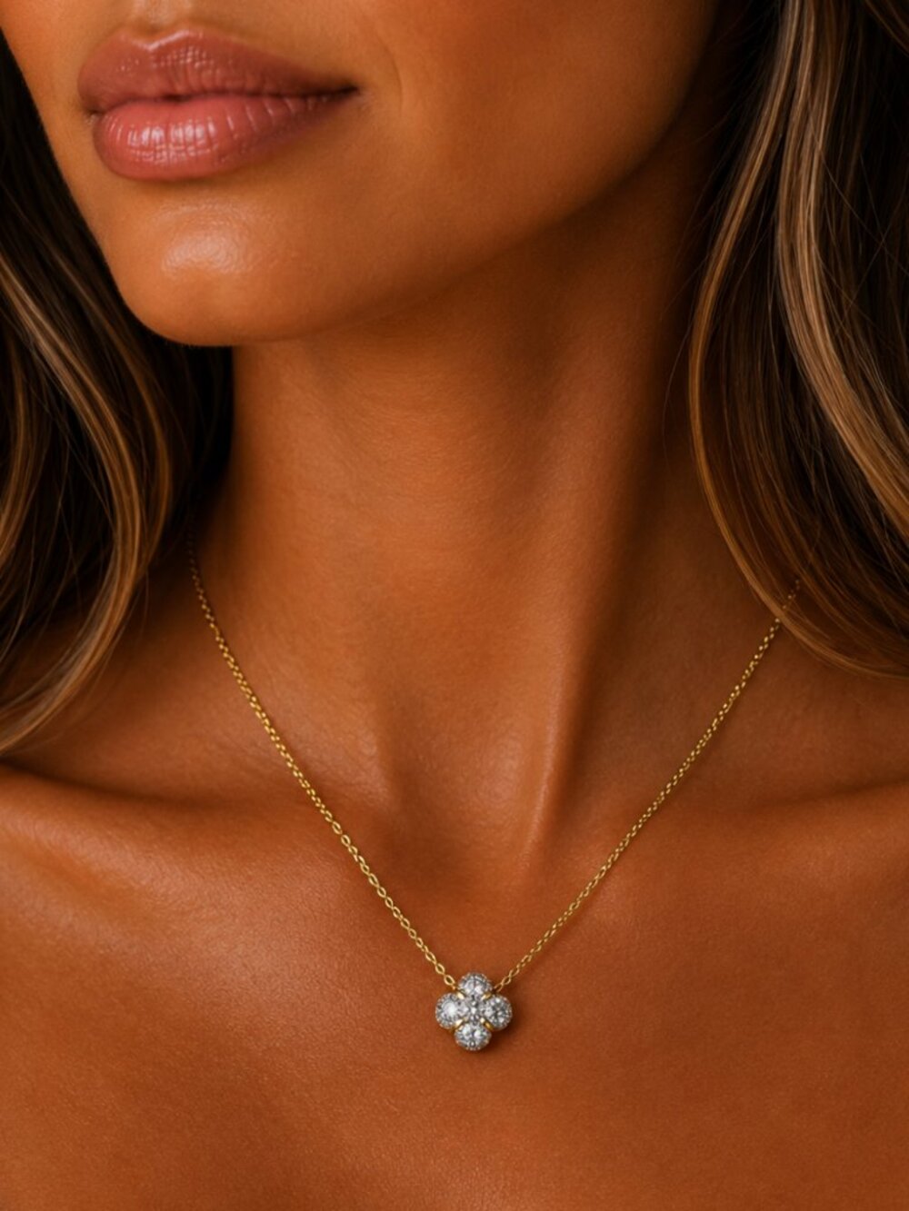"Sawyer" 925 Pavé Clover Necklace